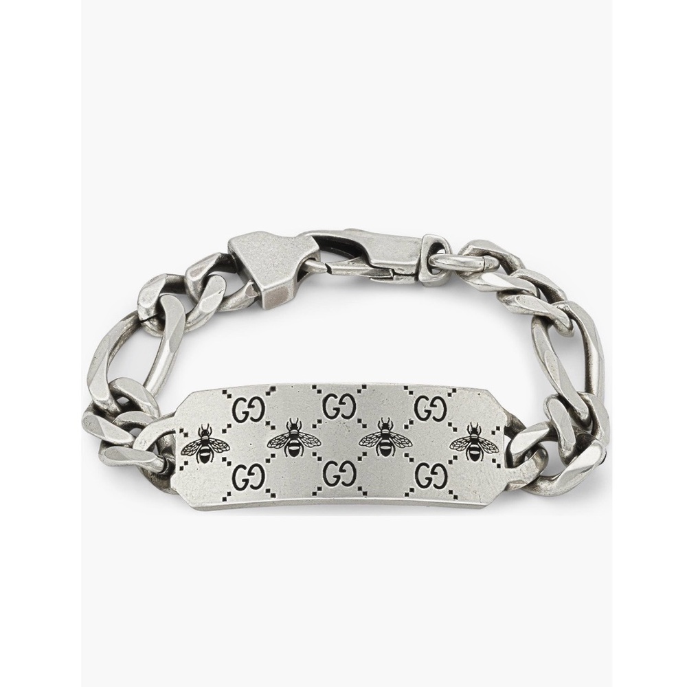 🖤SOLD🖤 Gucci Signature Bee ID Bracelet STERLING SILVER, Size 7.5 NWT in box
